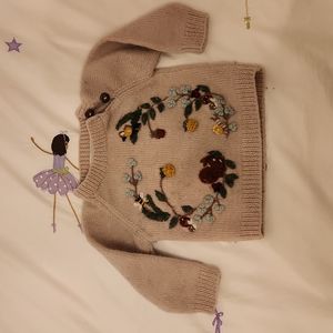 Shirley Bredal wool knitted sweater embroidered dreamy woodland